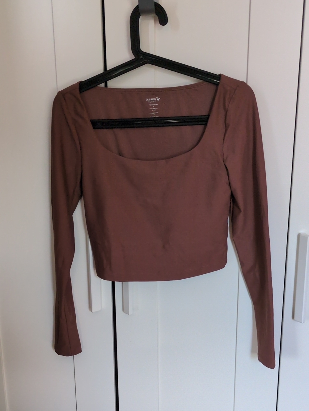 Old Navy Women's Scoop Neck Long Sleeve Crop Top - Mauve Brown